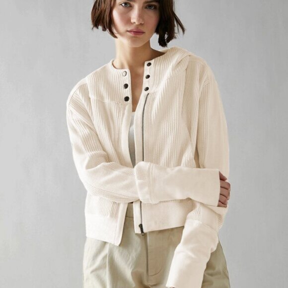 Jackets & Blazers - Jacket Panel Sweatshirt, Hooded Sweatshirt, Slouchy Zip Hoodie, Cropped Sweater